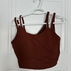 MPG Chocolate Ribbed Workout Crop Top